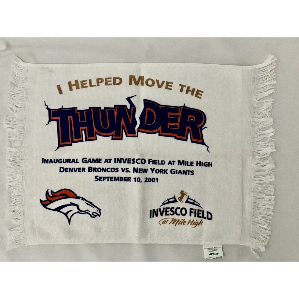 Denver Broncos Thunder Invesco Towel 2001- Broncos Bar Collectible
